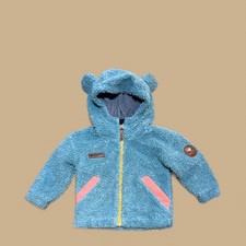 Obermeyer Toddler Size 1-2 Teal Blue Fleece Lined Hooded Jacket Ears on Hood