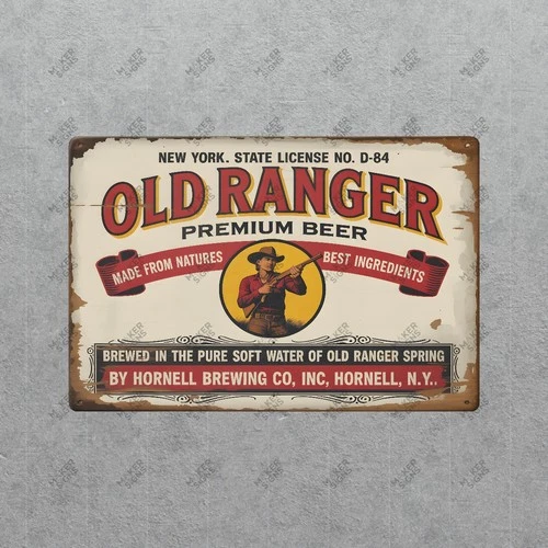 Vintage Old Ranger Premium Beer Metal Sign Western Advertising #81949