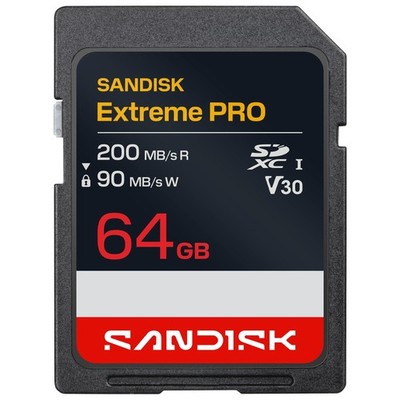 SANDISK Extreme PRO SD UHS-I Karte 64GB (bis zu 200MB/s Lesegeschwindigkeit 64GB, schwarz