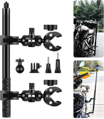 Double Clamp Motorcycle Mount Kit for Insta360 X4 X3 X2 GO 3 One RS Camera, Bike