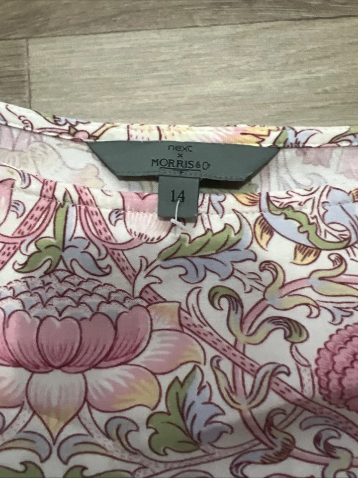 Top de algodón floral rosa Next x Morris & Co para mujer talla 14 Foto 2 de 4