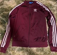 maroon adidas track jacket XS