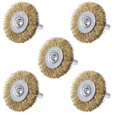1-1/2Inch Wire Wheel Brush Bench Copper Plated Crimped Steel 1/4-Inch Shank 5 Pc