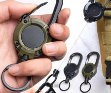 1 x Heavy duty Retractable Pull Badges ID Reel Carabiner Key Chain Cable Recoil