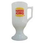 Burger King Milk Glass Pedestal Tall Footed Coffee Beverage Mug Cup 5.5" Vintage