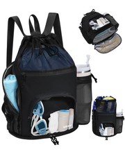 Swim Bag with Wet Pockets, Sandproof Beach Backpack with 40oz Tumbler Side Po...