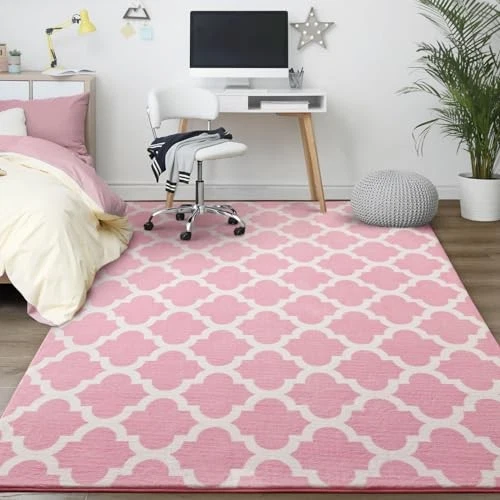  Alfombra marroquí Shag para sala de estar, alfombra geométrica moderna de 5x8 pies, esponjosa  Foto 4 de 4