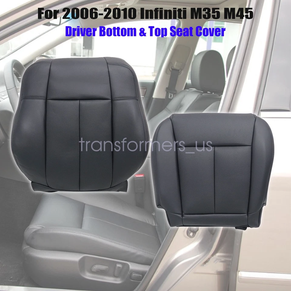 Cubierta de asiento de cuero perforado inferior y superior para conductor Infiniti M35 M45 2006-2010 Foto 3 de 4