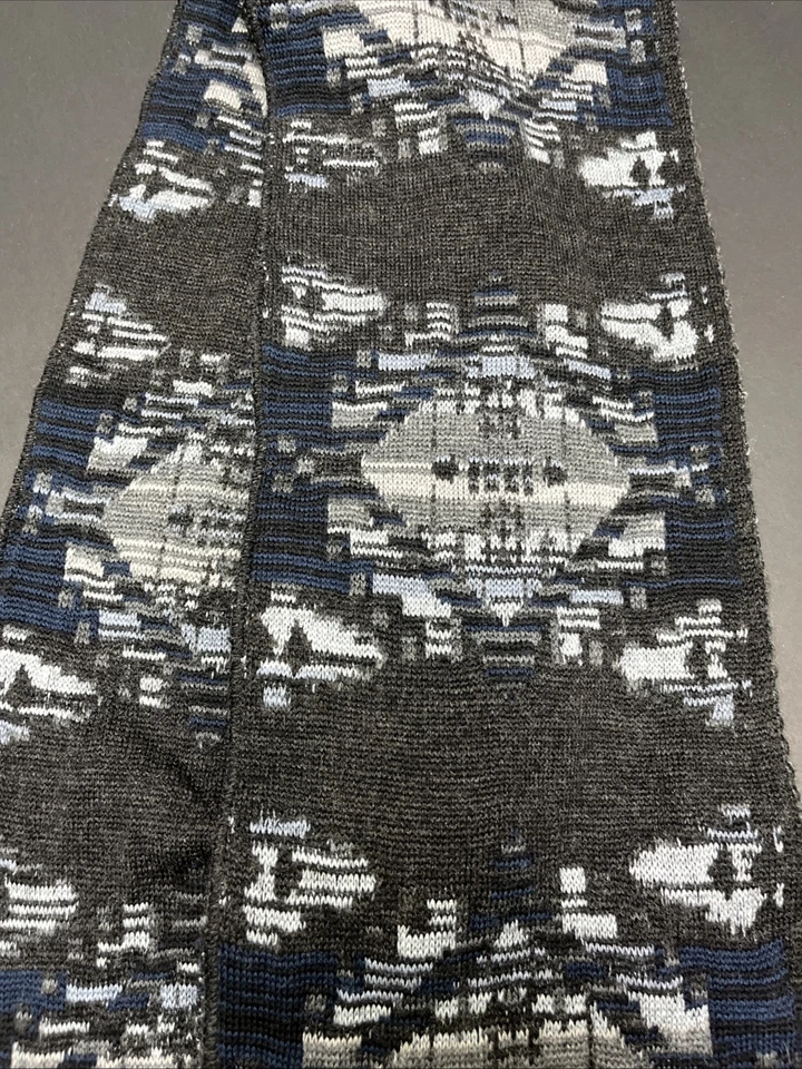 Pendleton 100 % lana merino bufanda azteca Mesquite Canyon Oxford gris azul 79”x 6” Foto 4 de 4