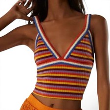 ZARA Ribbed Striped Cami Top Multicolor V Neck Cropped Tank S