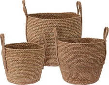 Seagrass Storage Basket Small Medium Large Natural Woven Rattan Home Decoration
