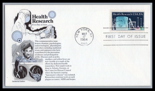 US FDC # 2087 20c Health Research Aristocrat 1984, 9p7691 - Picture 1 of 1