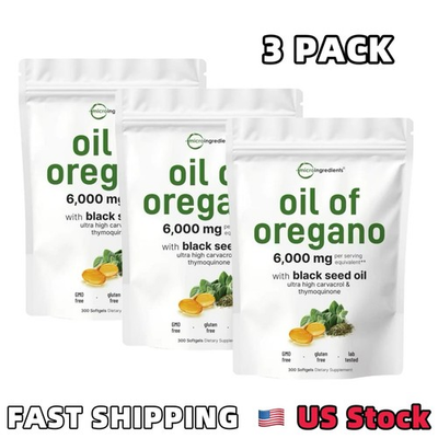 #ad 3 Pack Oil of Oregano with Black Seed Oil 300 Softgels NEW Microingredients. $28.99