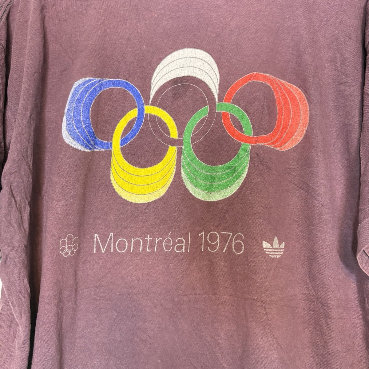 Vintage 1976 Adidas Olympics Montreal Canada Mens Size Large Faded 