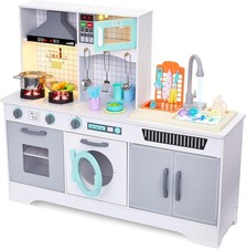Lil  Jumbl Kids Wooden Kitchen Set, Pretend Working Sink with Real Running Wat