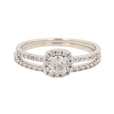 .46ctw Round Cut Diamond Halo Wedding Set Rings 10k White Gold Size 6.75