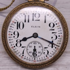 Vintage Elgin Mechanical 10k RGP 15J 16s Open Face Pocket Watch AS IS