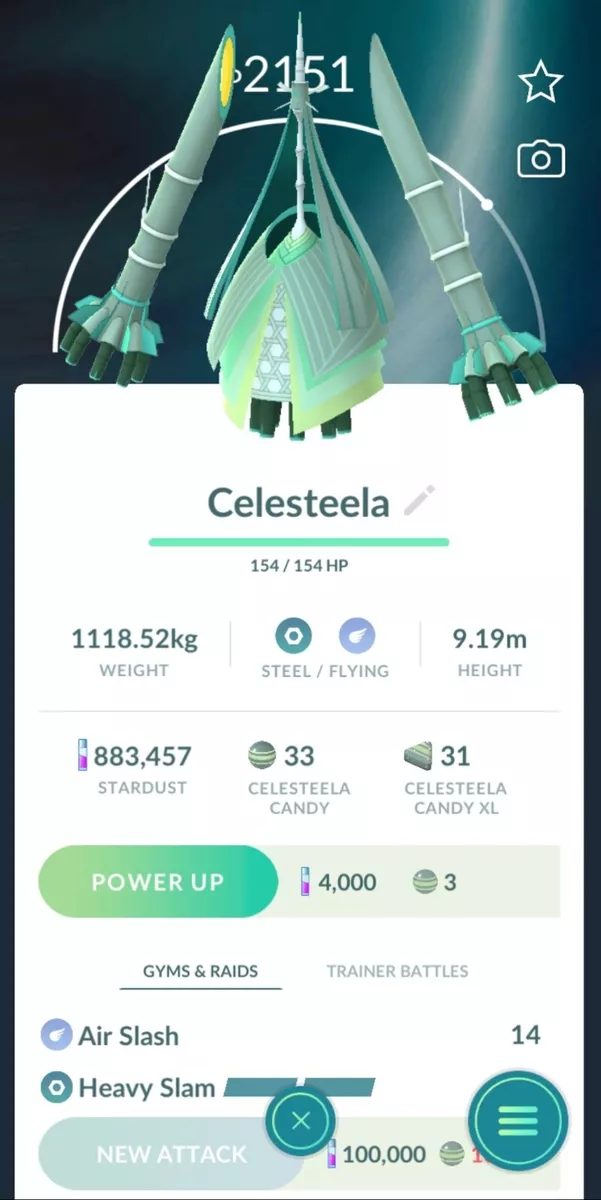 Pokémon Go Ultra Beast Celesteela for PvP Ultra league or Master league