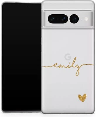 Personalisierte Handyhülle für Google Pixel transparente Gel-Hülle Namen Herz - Bild 1 von 4