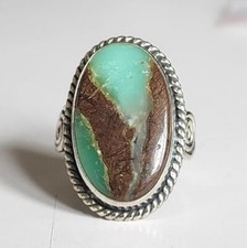 GREEN CHRYSOPRASE NATURAL GEMSTONE 925 STERLING SILVER JEWELRY RING 3 TO 12