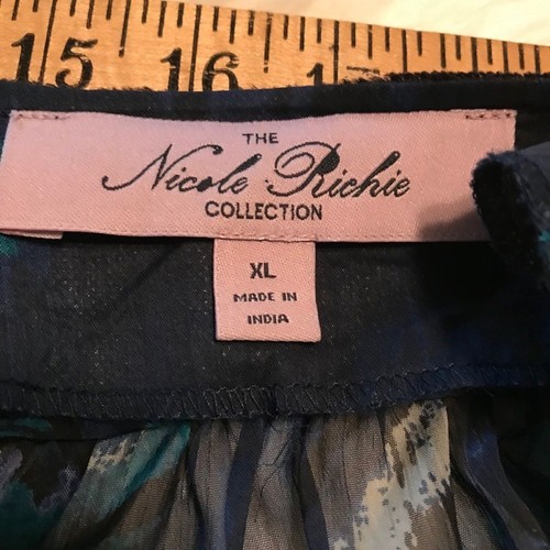 NWT Nicole Richie Sheer Water Color Dressy Cape Top Button Front Top XL READ - Picture 7 of 7