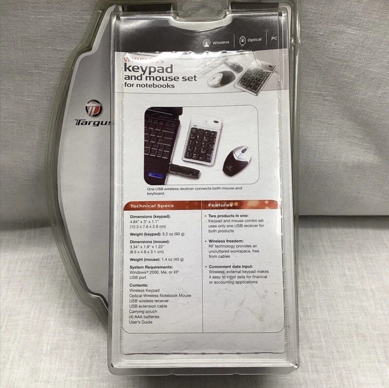 Targus Wireless Keypad & Mouse Combo PAK003U Black And Gray  - Image 2 of 4