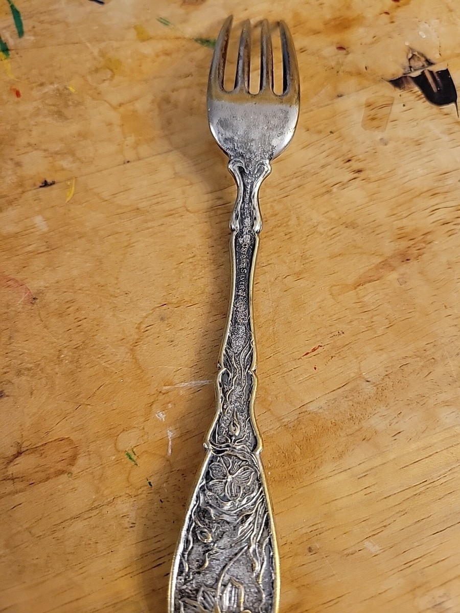 Oxford Silver Plate Co Narcissus Silver Plated Meat Fork