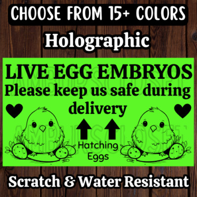50 LIVE EGG EMBRYOS STICKERS 2.25'' LABELS SEALS HATCHING EGGS FRAGILE SHIPPING