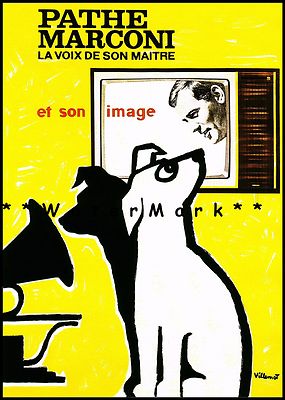 Pathe Marconi 1960 Nipper Dog Voice Of His Master Vintage Poster Print Radio Art