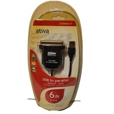 Ativa USB to Parallel Printer Cable 6ft Adapter Cable New Sealed M24 Laptop USB