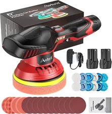 Avhrit 6" Cordless Buffer Polisher Kit 5000RPM fr Car Detailing Waxing 2xBattery