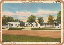 METAL SIGN - Virginia Postcard - Tioga Court, Williamsburg, Virginia