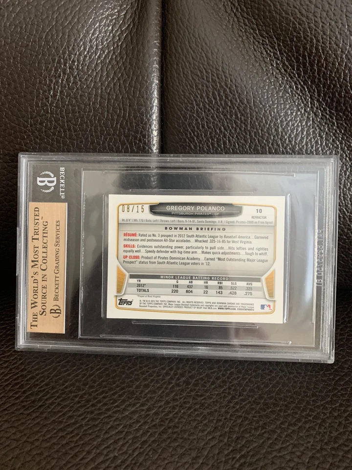 Gregory Polanco 2013 Bowman Chrome Mini gem Mint 9.5 /15 - Image 2 of 2