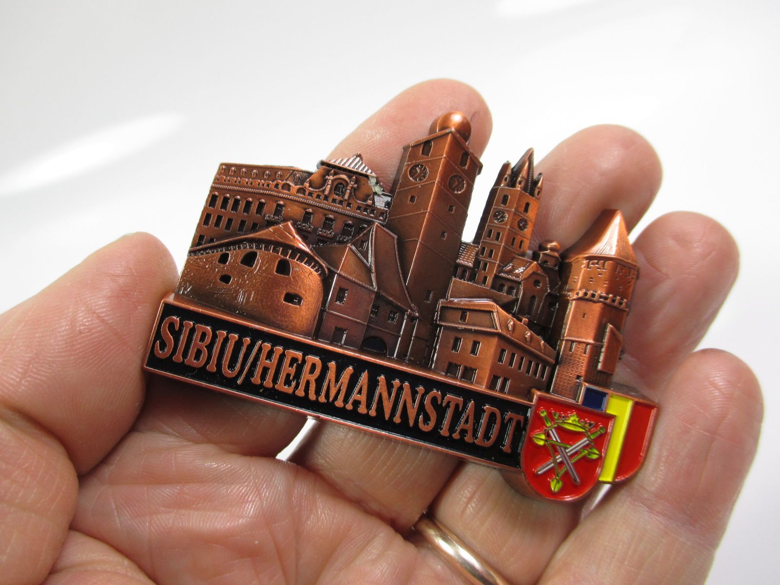 Sibiu Romania Hermannstadt Metal Magnetic Souvenir Siebenbürgen