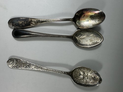 Antique Silver Plate Fruit Berry Spoons x3 - Picture 14 of 14