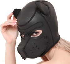 BDSM Neopren Kopfmaske Hunde Kopf Maske Bondage Maske schwarz- Dog Mask