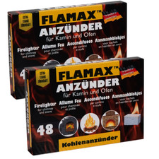 2 X Flamax Allume-Feu Pour Cheminée Et Poêle Allumeur De Charbon Pack De 48