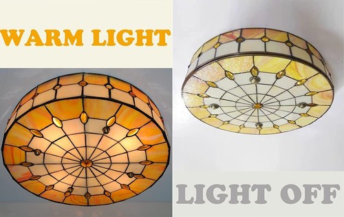 4 Styles Tiffany Stained Glass Chandelier Ceiling Lights Flush Mount Home Decor - Picture 21 of 43