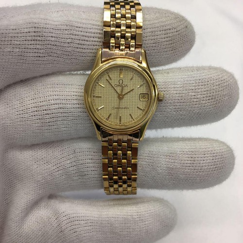 Omega Seamaster Date Quartz Gold Dial Analog Women's Watch Working Used - Picture 9 of 10