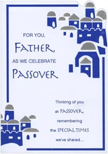 Designer Greetings Blue and Silver Buildings on White  Father Passover Card