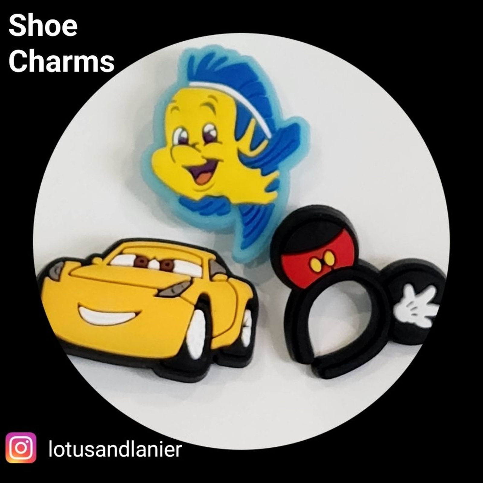Crocs "Disney Flounder/ Cars" Charms Set of 3 eBay