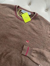 New Unisex ETRO Milano Pullover Wool Knit Logo Crew Neck Brown Sweater XXL size