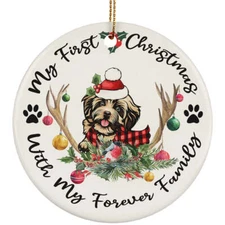 My First Christmas Havanese Dog With Deer Anlters Ornament Gift Decor Hanging