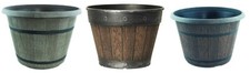 Cask Planter with Band Chestnut Fusion/Driftwood/Chestnut Garden Outdoor Pots