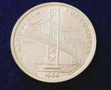 1966 Portugal 20 Escudos - Beautiful Silver Coin - Salazar Bridge - See PICS