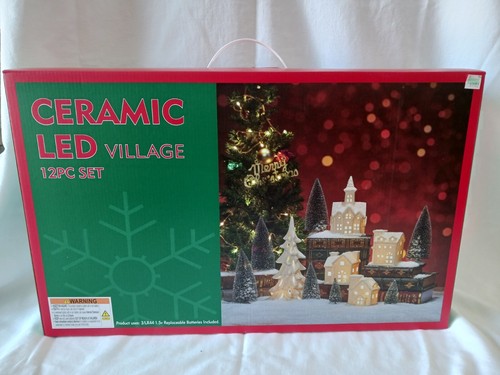 Ceramic LED Christmas Village 12 Piece Set - Brand NEW, Unopened - Picture 3 of 11