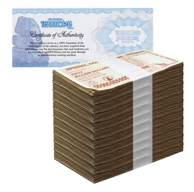 Zimbabwe Agro Checks 1 Zimbabwe 100 Billion Dollars Special Agro-Cheque, 2008, P Agro Cheques Zimbabwe