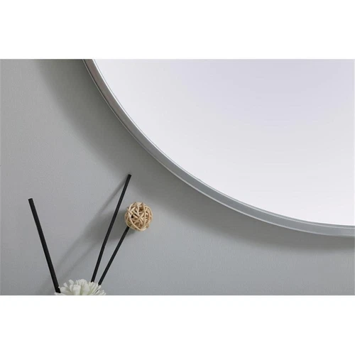 Elegant Decor Asha 24x36" Oval Modern MDF Wood/Iron Mirror in Silver - Picture 8 of 11