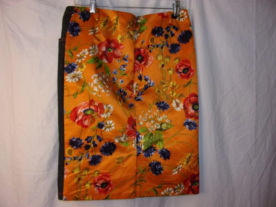 Falda Floral Naranja 42 FABULOSA Damas Vintage Dolce & GAbbana Denim y Seda Foto 4 de 4