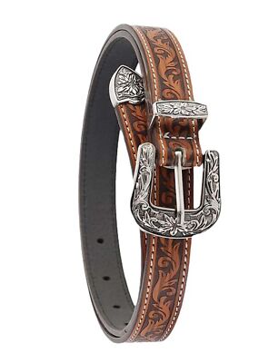 Girls Western Belts for Women Brown Cowgirl Belt Cowboy Floral Embossed Thin